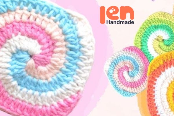 Minh họa kiểu móc đan len hình bánh xe