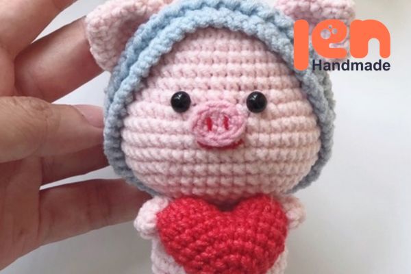Hình đan len con heo đơn giản